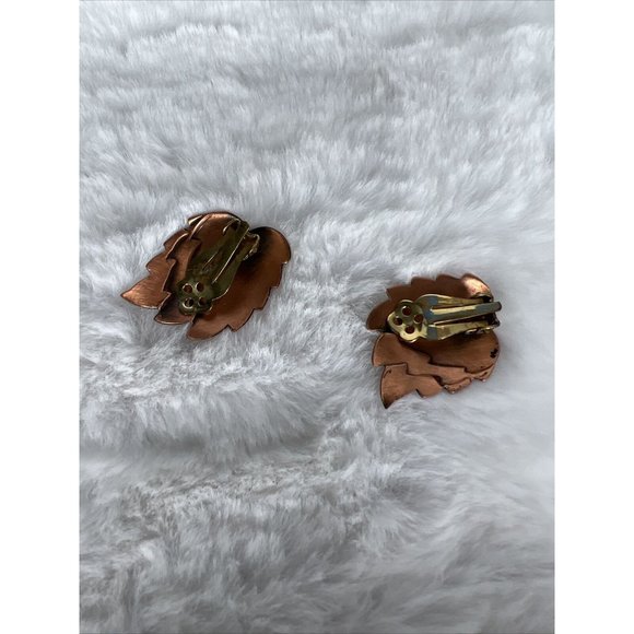 Vintage Necklace Leaf Bronze Copper Tone Jewelry W/ Earrings - Picture 6 of 14